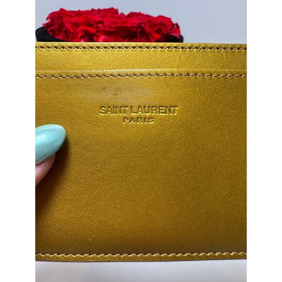 Saint Laurent Gold Leather Card Holder - Picture 4 of 12